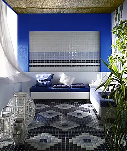 Mosaic tile, Effect unicolor, Color navy blue, Glass, 31.8x31.8 cm, Finish glossy